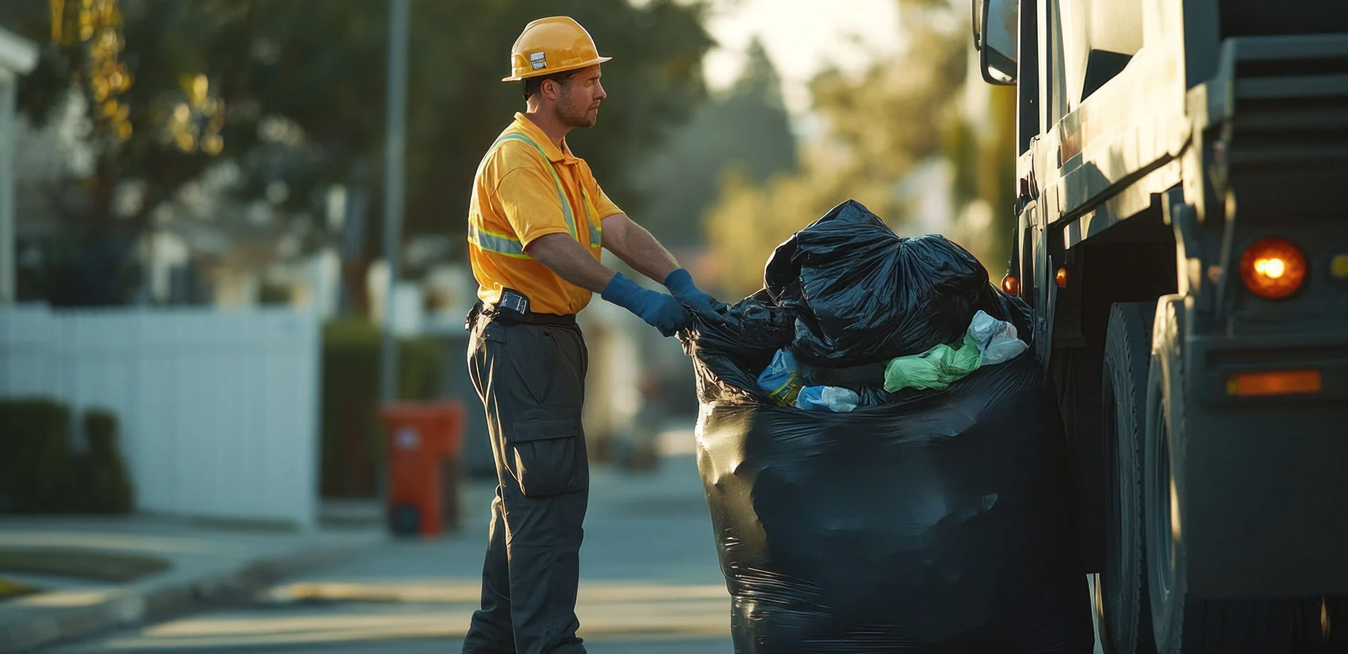 Production waste loaded into a caged van at a film shoot
