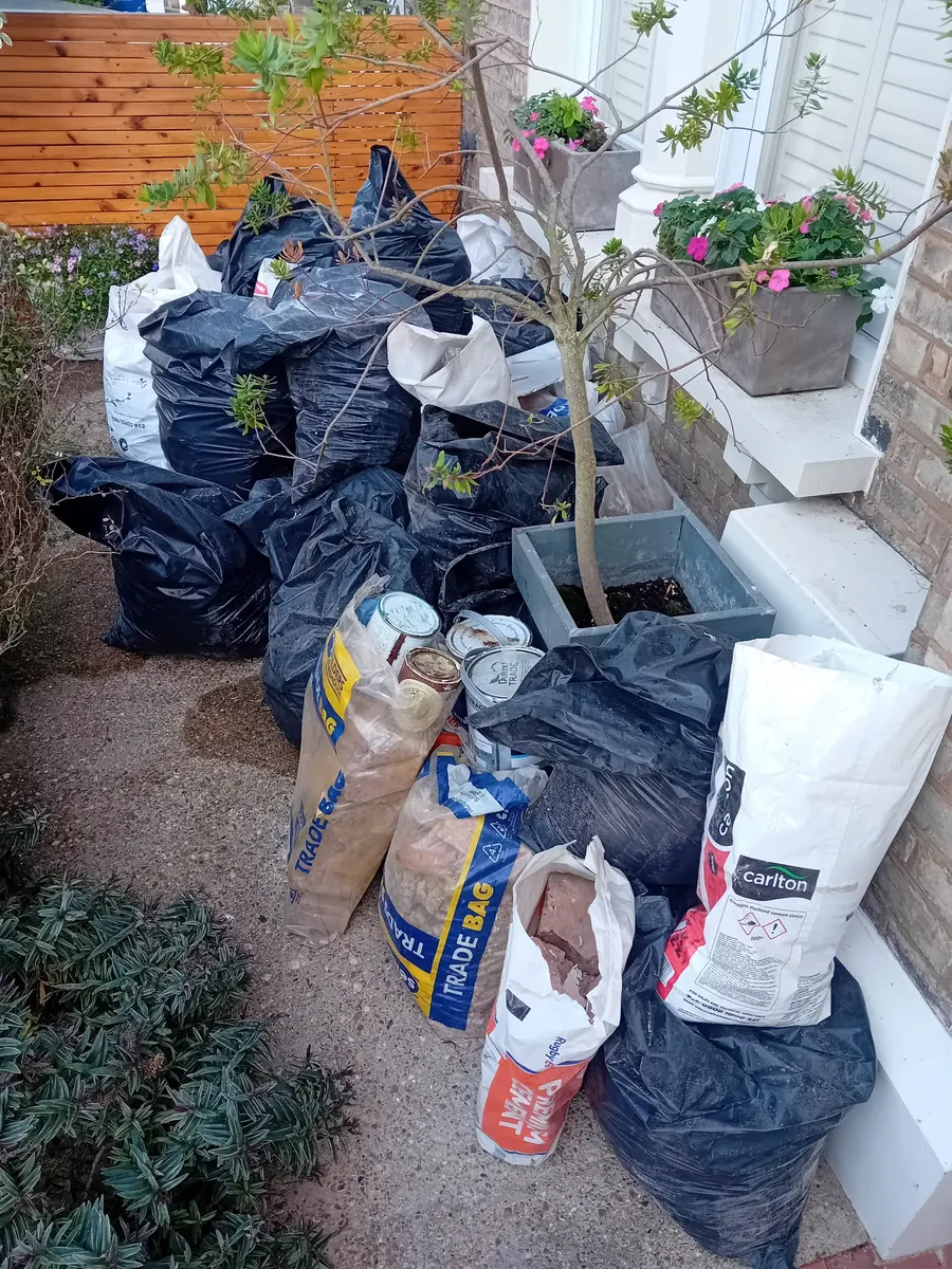 Builders’ bags from a front garden