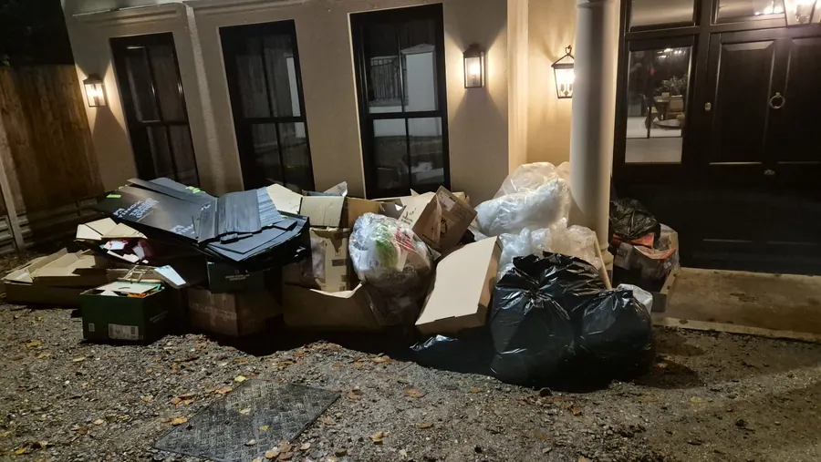 Evening collection outside a house